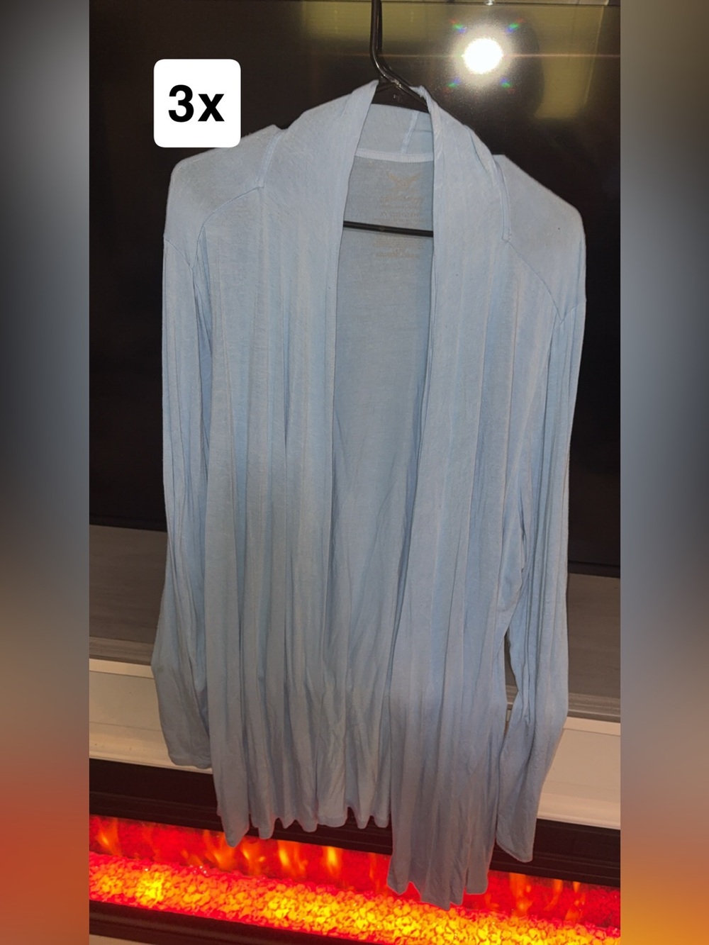 Light Blue Open-Front Draped Cardigan